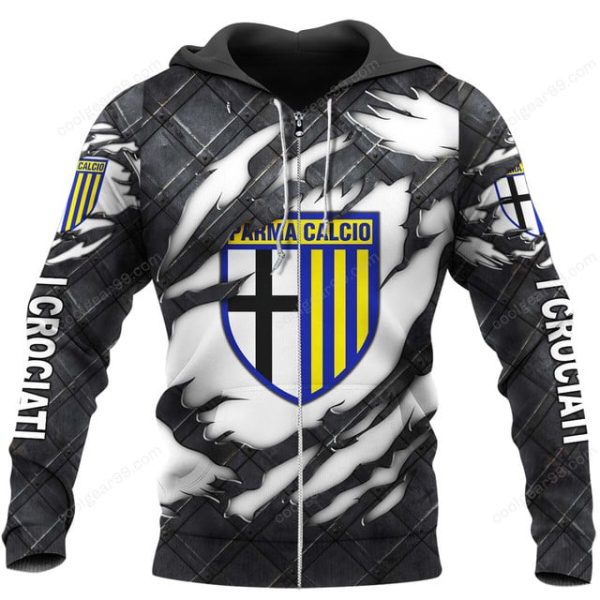 Parma Calcio 1913 Serie A Black Metal Design Shirt Hoodie - Image 2