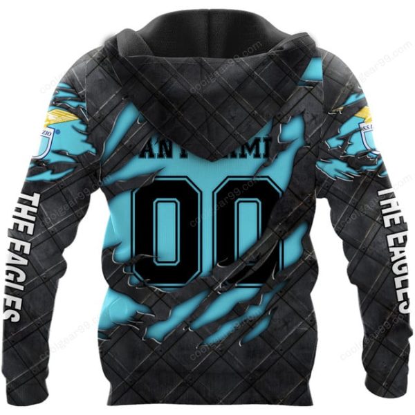 SS Lazio Serie A Black Metal Design Shirt Hoodie - Image 3