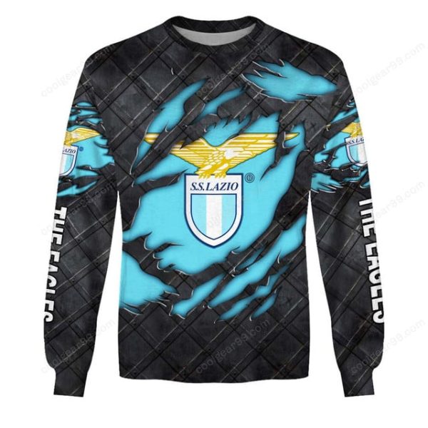 SS Lazio Serie A Black Metal Design Shirt Hoodie - Image 4