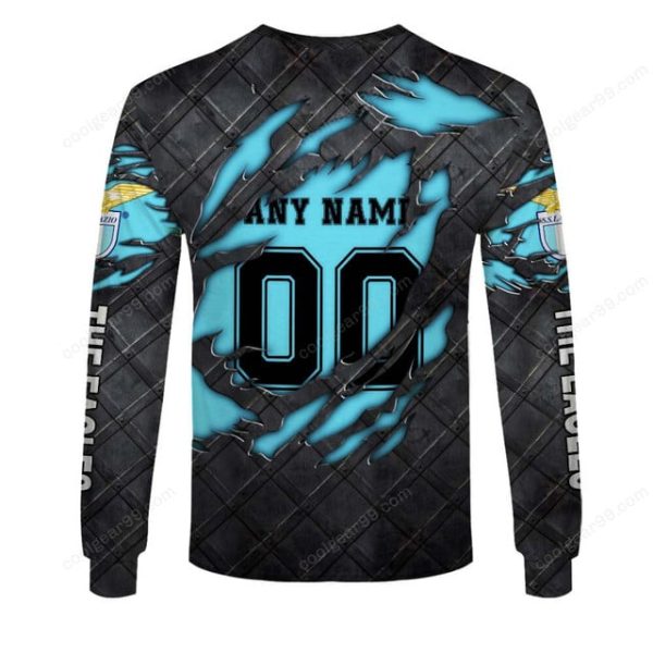 SS Lazio Serie A Black Metal Design Shirt Hoodie - Image 5