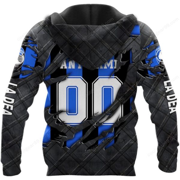 Atalanta BC Serie A Black Metal Design Shirt Hoodie - Image 3