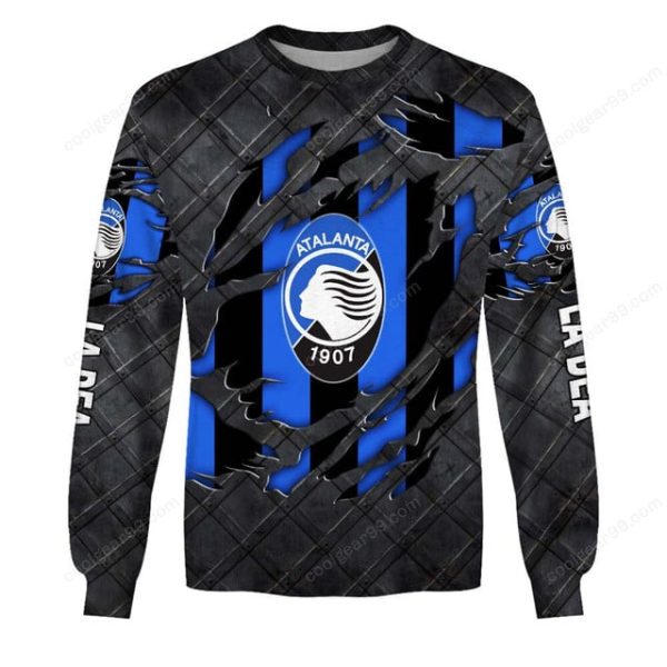 Atalanta BC Serie A Black Metal Design Shirt Hoodie - Image 4