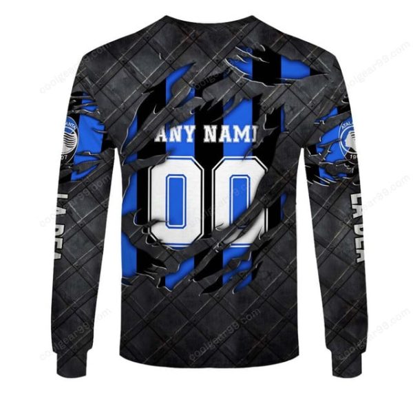 Atalanta BC Serie A Black Metal Design Shirt Hoodie - Image 5