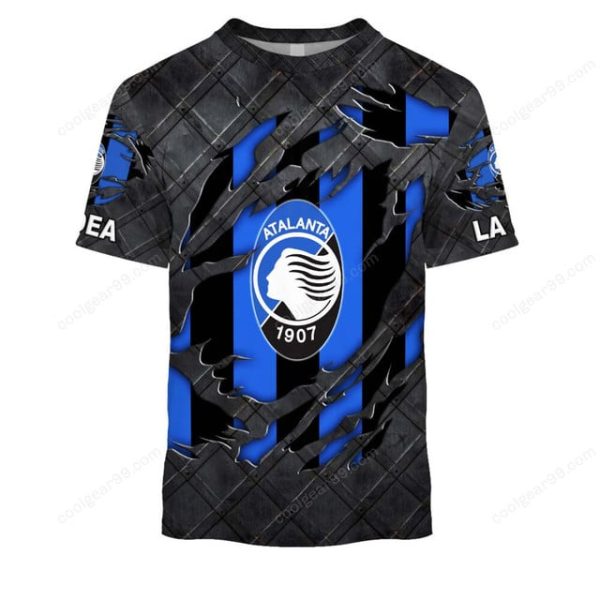 Atalanta BC Serie A Black Metal Design Shirt Hoodie - Image 6