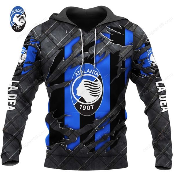 Atalanta BC Serie A Black Metal Design Shirt Hoodie