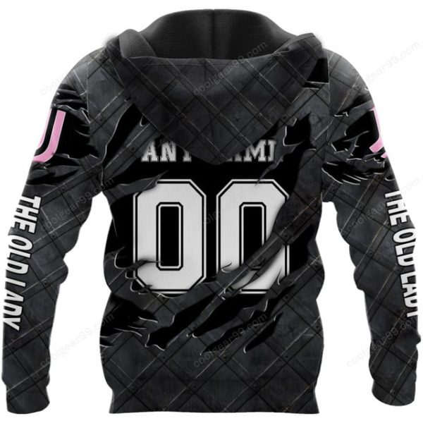 Juventus FC Serie A Black Metal Design Shirt Hoodie - Image 3