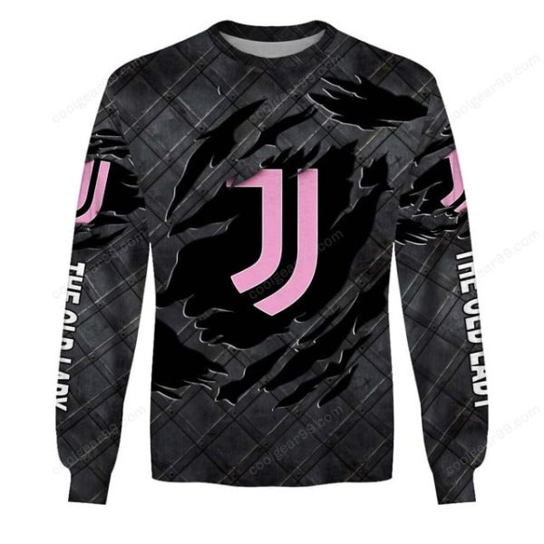 Juventus FC Serie A Black Metal Design Shirt Hoodie - Image 4