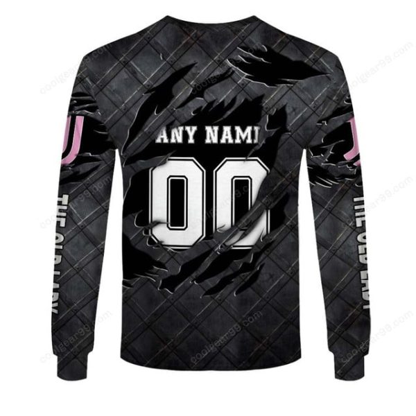 Juventus FC Serie A Black Metal Design Shirt Hoodie - Image 5