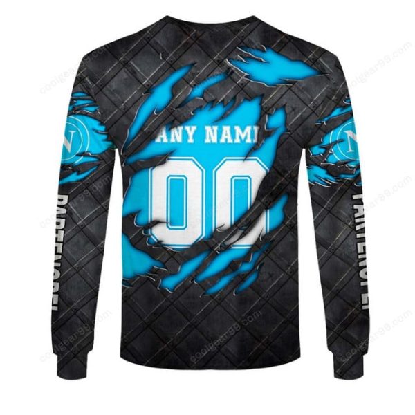 SSC Napoli  Serie A Black Metal Design Shirt Hoodie - Image 5