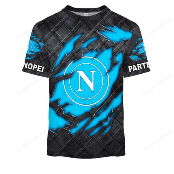 SSC Napoli  Serie A Black Metal Design Shirt Hoodie - Image 6