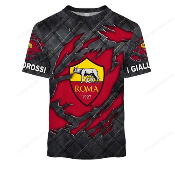 AS Roma Serie A Black Metal Design Shirt Hoodie - Image 6