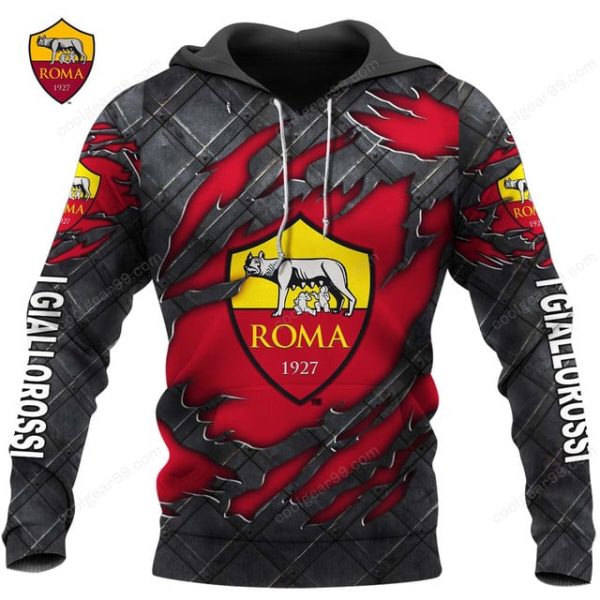 AS Roma Serie A Black Metal Design Shirt Hoodie