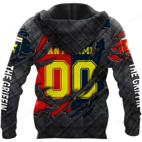 Genoa CFC Serie A Black Metal Design Shirt Hoodie - Image 3