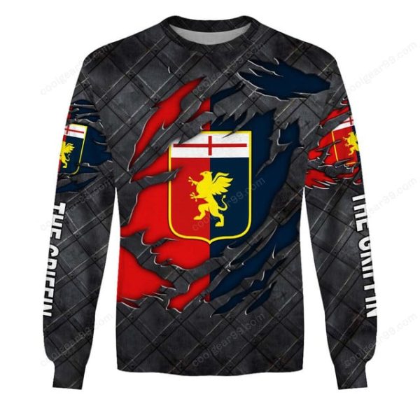 Genoa CFC Serie A Black Metal Design Shirt Hoodie - Image 4