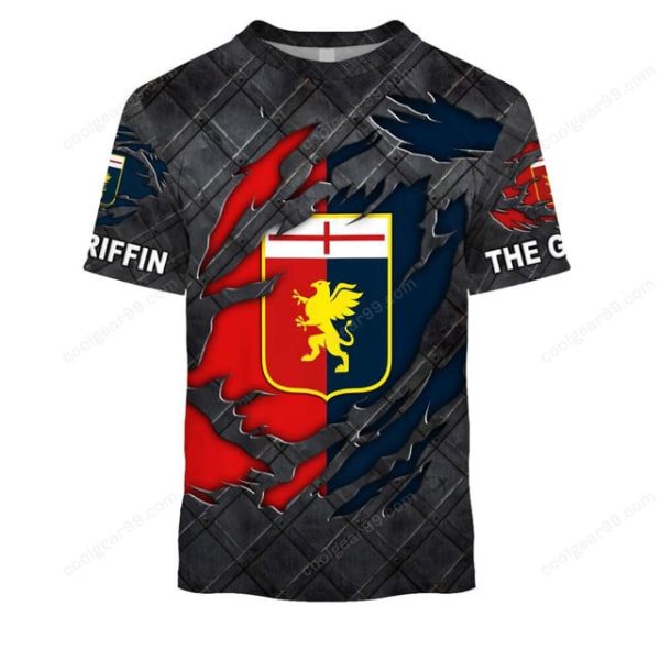 Genoa CFC Serie A Black Metal Design Shirt Hoodie - Image 6