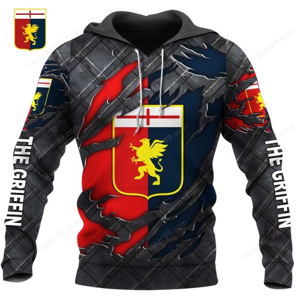 Genoa CFC Serie A Black Metal Design Shirt Hoodie