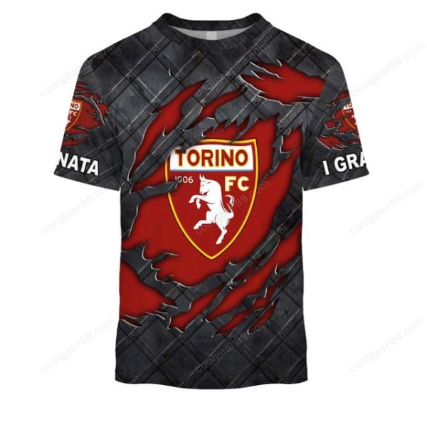Torino FC Serie A Black Metal Design Shirt Hoodie - Image 6
