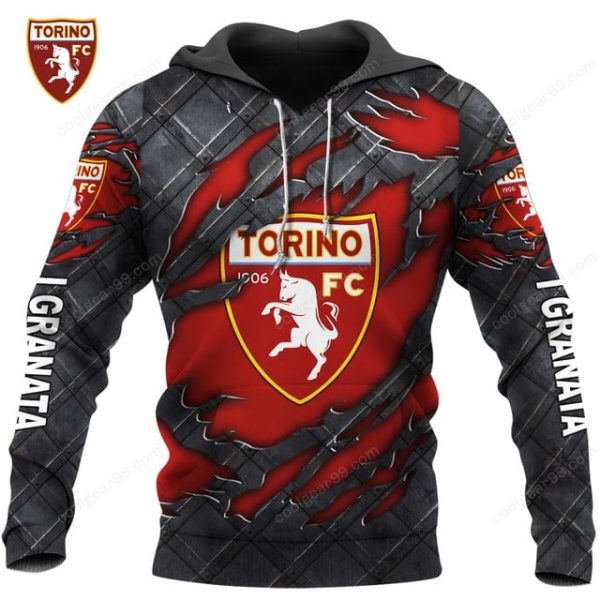 Torino FC Serie A Black Metal Design Shirt Hoodie
