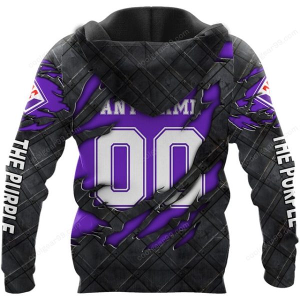 ACF Fiorentina Serie A Black Metal Design Shirt Hoodie - Image 2