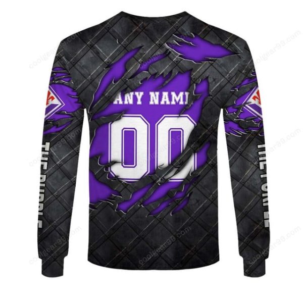 ACF Fiorentina Serie A Black Metal Design Shirt Hoodie - Image 4