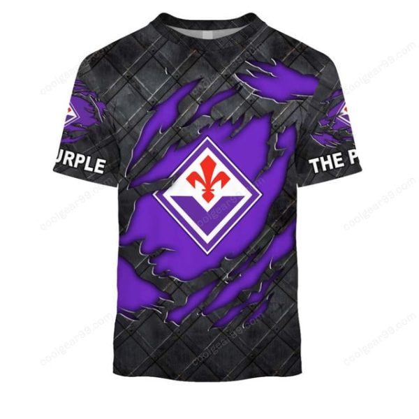 ACF Fiorentina Serie A Black Metal Design Shirt Hoodie - Image 5