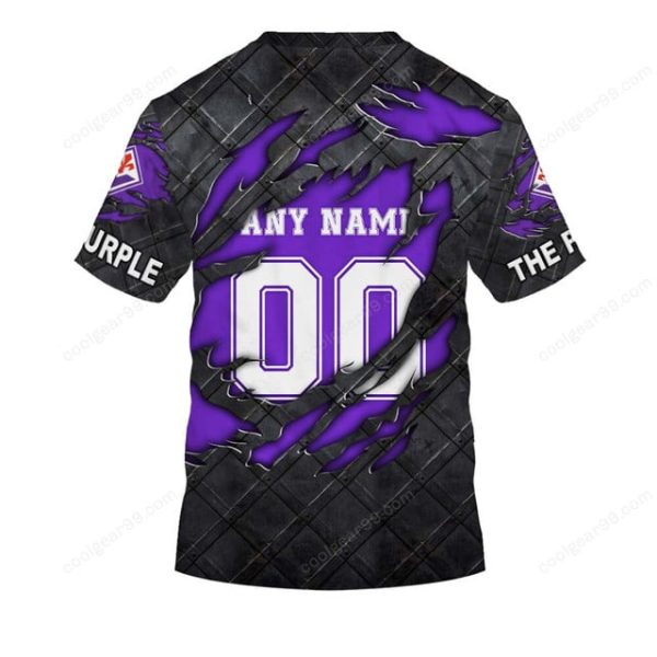 ACF Fiorentina Serie A Black Metal Design Shirt Hoodie - Image 6