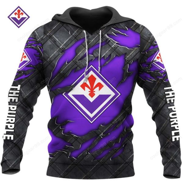 ACF Fiorentina Serie A Black Metal Design Shirt Hoodie