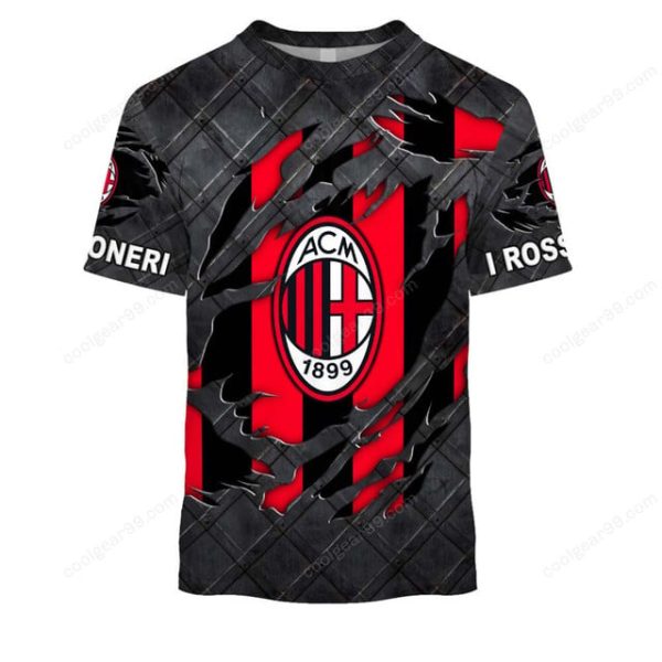 AC Milan Serie A Black Metal Design Shirt Hoodie - Image 6
