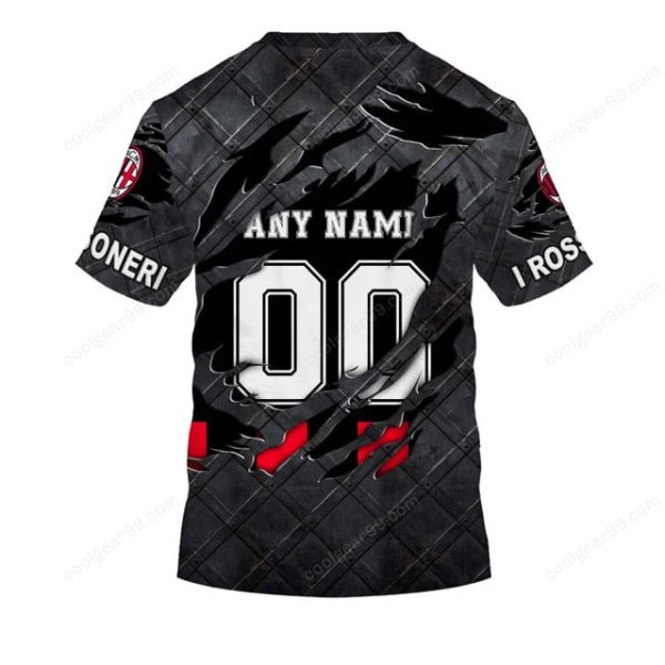 AC Milan Serie A Black Metal Design Shirt Hoodie - Image 7