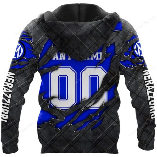 Inter Milan Serie A Black Metal Design Shirt Hoodie - Image 3