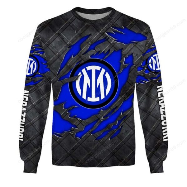 Inter Milan Serie A Black Metal Design Shirt Hoodie - Image 4