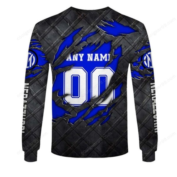 Inter Milan Serie A Black Metal Design Shirt Hoodie - Image 5