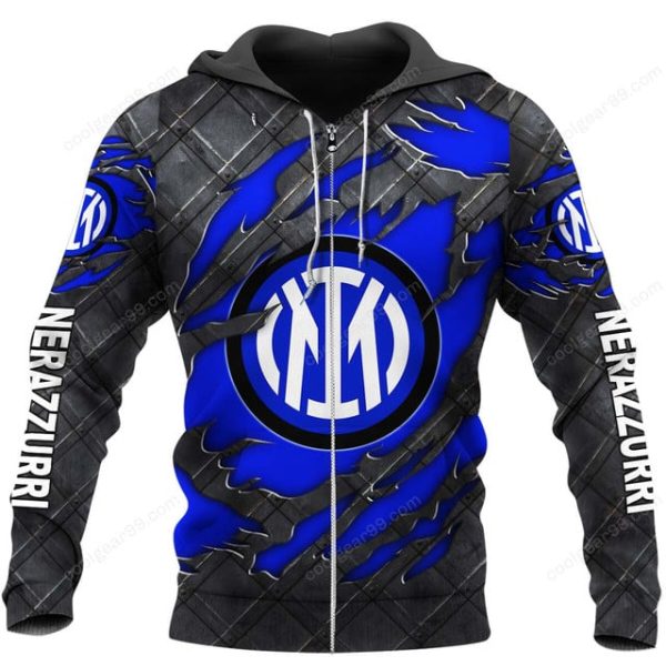 Inter Milan Serie A Black Metal Design Shirt Hoodie - Image 2