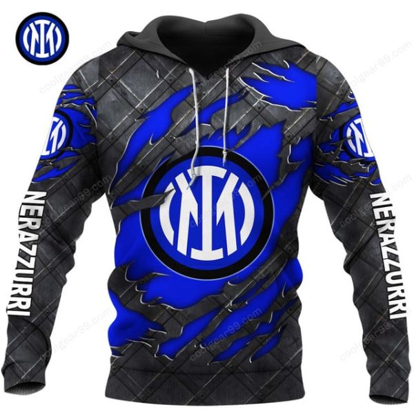 Inter Milan Serie A Black Metal Design Shirt Hoodie