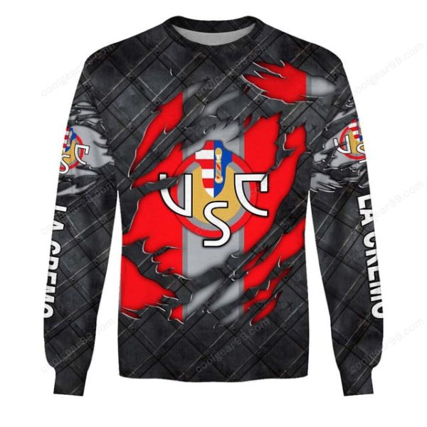 US Cremonese Serie A Black Metal Design Shirt Hoodie - Image 4