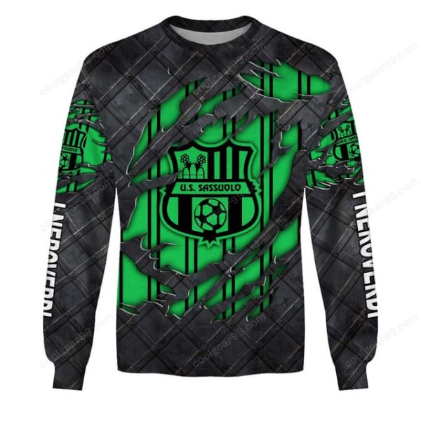 US Sassuolo Calcio Serie A Black Metal Design Shirt Hoodie - Image 4