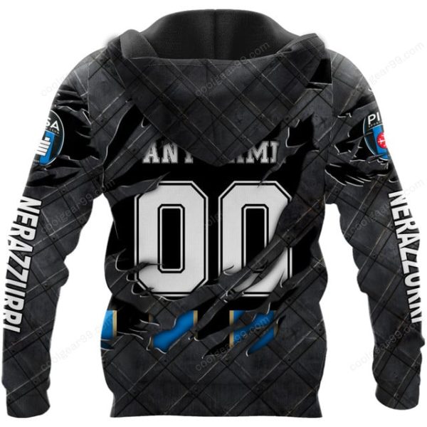 Pisa FC Serie A Black Metal Design Shirt Hoodie - Image 3