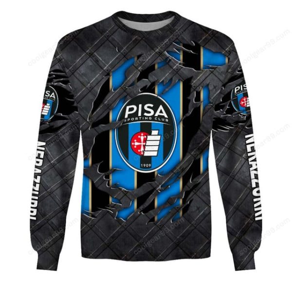 Pisa FC Serie A Black Metal Design Shirt Hoodie - Image 4