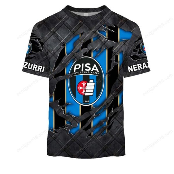 Pisa FC Serie A Black Metal Design Shirt Hoodie - Image 6