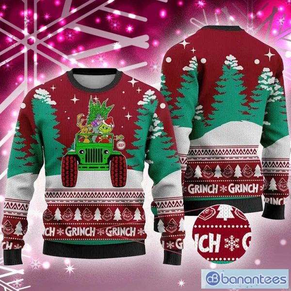 Limited 2025 Grinch Xmas Jeep Red Ugly Christmas Sweater Holiday