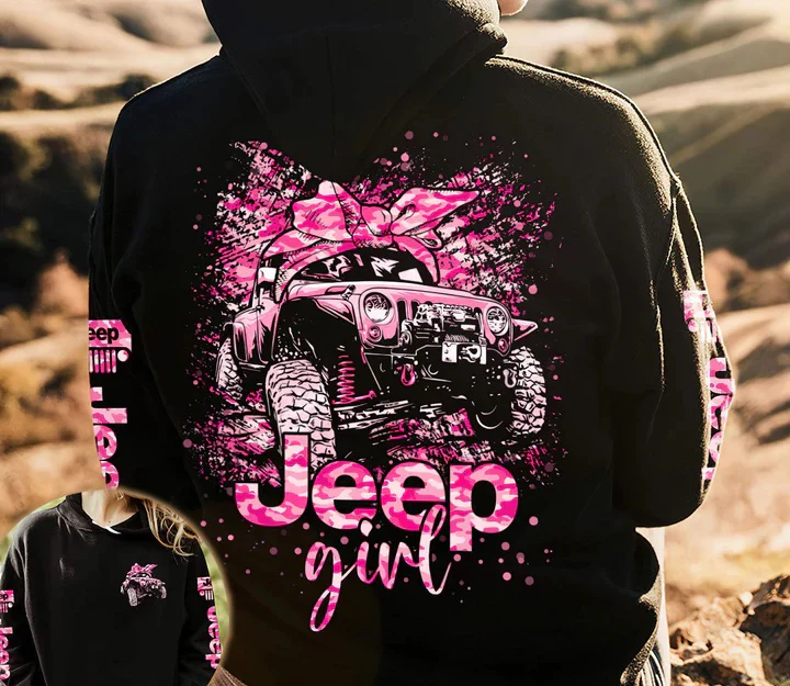 Custom Name Jeep Girls Violet 3D Over Printed Hoodie