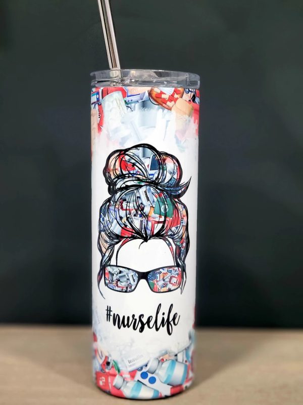 Nurse Skinny Tumbler Messy Bun Nurse Life Gift For Nurse - Image 2