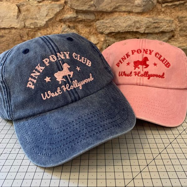 Embroidered Cap with Pink Pony Club Design