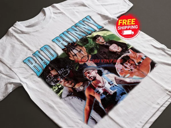Bad Bunny Shirt Vintage Bad Graphic Tee 90s Style T-Shirt Unisex - Image 3