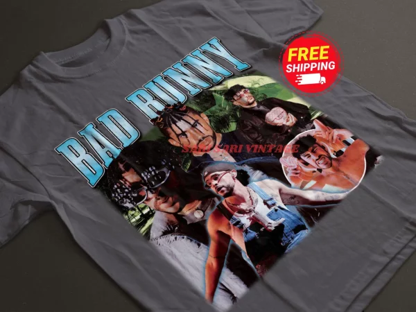 Bad Bunny Shirt Vintage Bad Graphic Tee 90s Style T-Shirt Unisex - Image 2