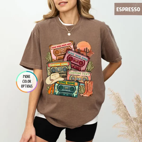 Vintage Cassette Tape Shirt – Custom Song Name, Country Music Fan Gift - Image 2