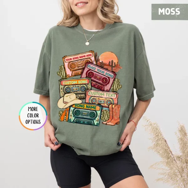 Vintage Cassette Tape Shirt – Custom Song Name, Country Music Fan Gift - Image 3