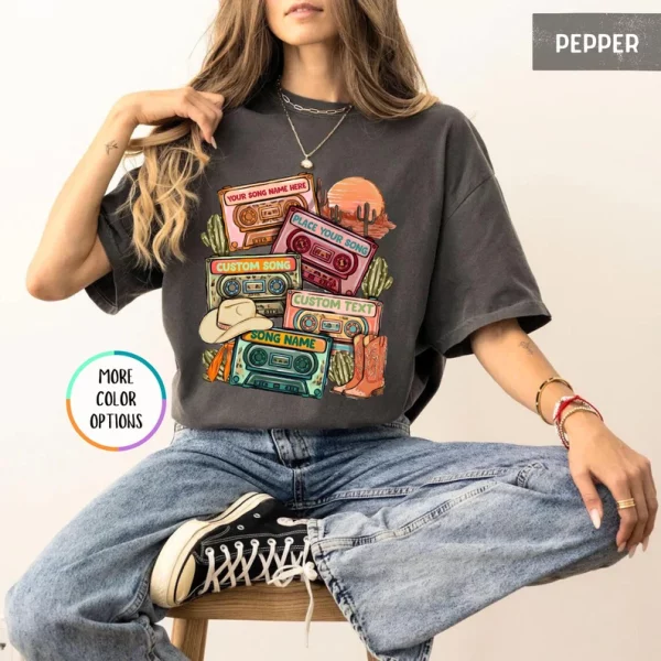 Vintage Cassette Tape Shirt – Custom Song Name, Country Music Fan Gift