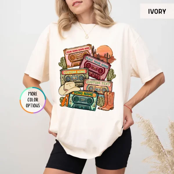 Vintage Cassette Tape Shirt – Custom Song Name, Country Music Fan Gift - Image 4