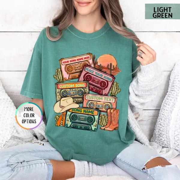 Vintage Cassette Tape Shirt – Custom Song Name, Country Music Fan Gift - Image 6